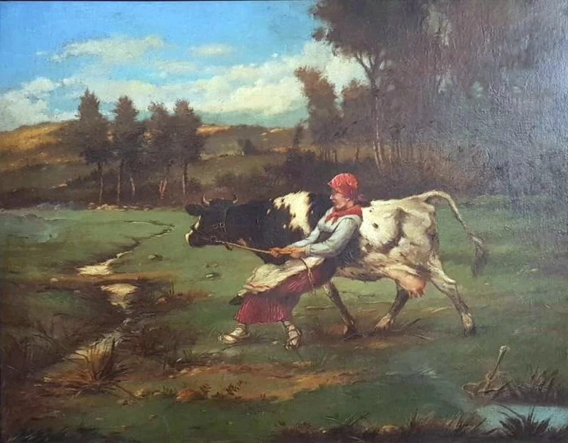 Valerio Laccetti - Contadinelle con mucca, 1895